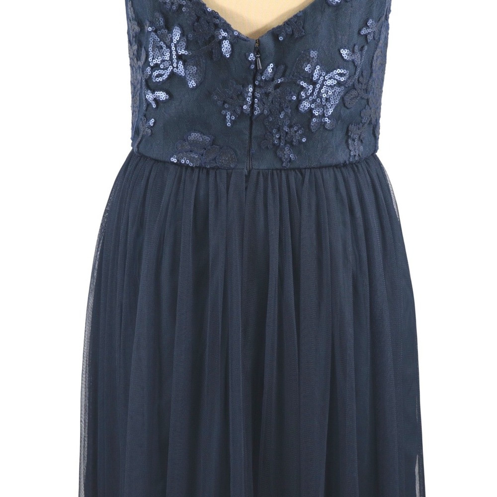 Amsale Stephanie Sequin Lace Maxi Dress Navy Formal Size 10 Wedding Formal - Picture 8 of 12